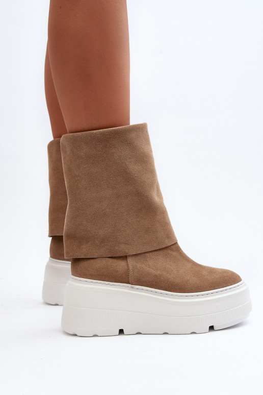 Zazoo 3410 aus INildleder Feminin Stiefel mit einer Plattform Beige Zazoo 3410 aus INildleder Feminin Stiefel mit einer Plattform Beige