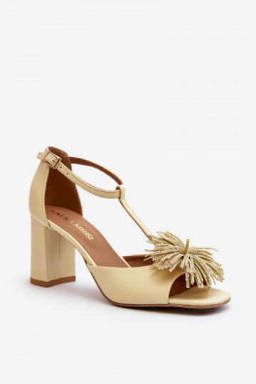 Sandalen Haut mit Absätzen mit Ornamenten Laura Messi 2758 Beige