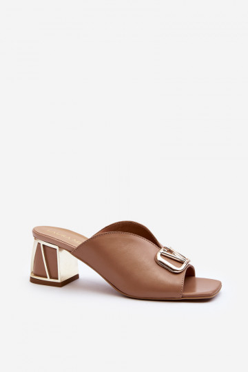 Elegante Damenpantoletten mit Absatz Laura Messi 2771 sandfarben