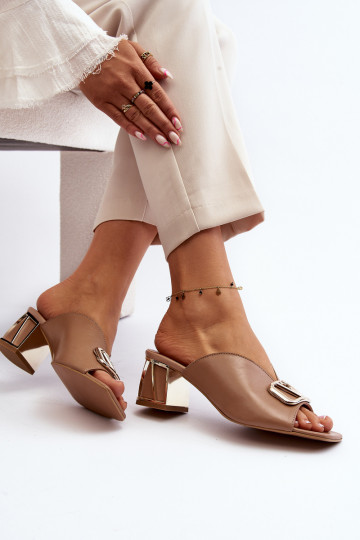 Elegante Damenpantoletten mit Absatz Laura Messi 2771 sandfarben 2