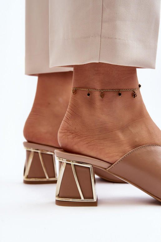 Eleganter Stil Damenhausschuhe mit Absätzen Laura Messi 2771 Beige