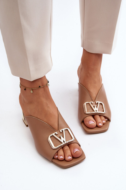 Eleganter Stil Damenhausschuhe mit Absätzen Laura Messi 2771 Beige