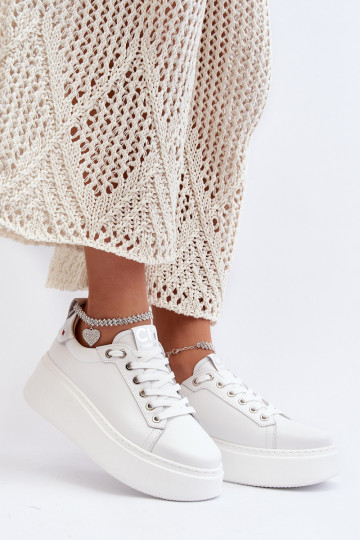 Haut Feminin Sneakers Stilvollllschuhe Mit einem Armband CheBello 4406 Zueiße Farbe 2