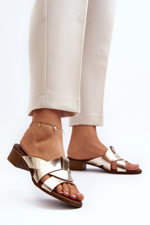 Zazoo 40236 Lederhausschuhe Feminin Auf niedrigem Absatz goldene Farbe Zazoo 40236 Lederhausschuhe Feminin Auf niedrigem Absatz goldene Farbe