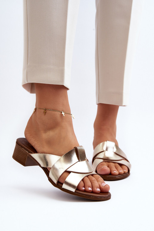 Zazoo 40236 Lederhausschuhe Feminin Auf niedrigem Absatz goldene Farbe Zazoo 40236 Lederhausschuhe Feminin Auf niedrigem Absatz goldene Farbe