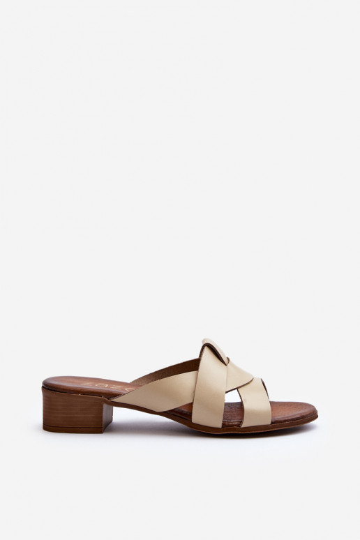 Zazoo 40236 Lederhausschuhe Feminin Auf niedrigem Absatz Beige Zazoo 40236 Lederhausschuhe Feminin Auf niedrigem Absatz Beige