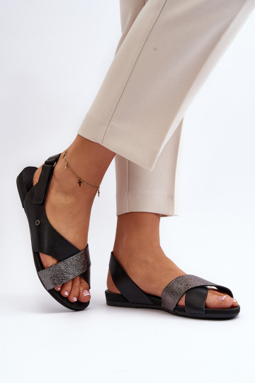 Zazoo 40141 Damensandalen mit Klebeverschlüssen schZuarze Farbe