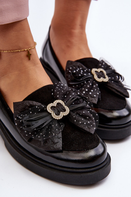 Feminin Lackierte Mokassins mit Bändern Laura Messi 2786 schZuarze Farbe Feminin Lackierte Mokassins mit Bändern Laura Messi 2786 schZuarze Farbe