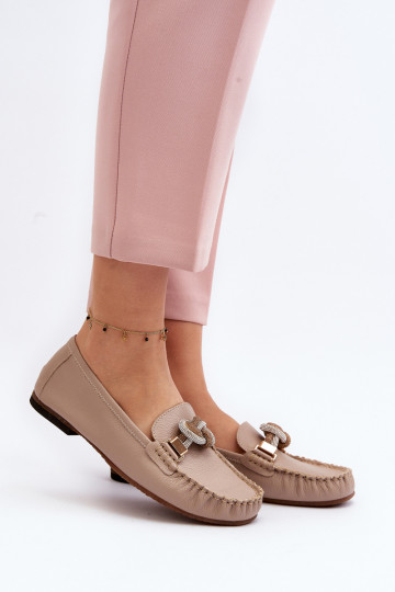 Haut Mokassins für Damen mit Ornamenten Laura Messi 2761 Beige 2
