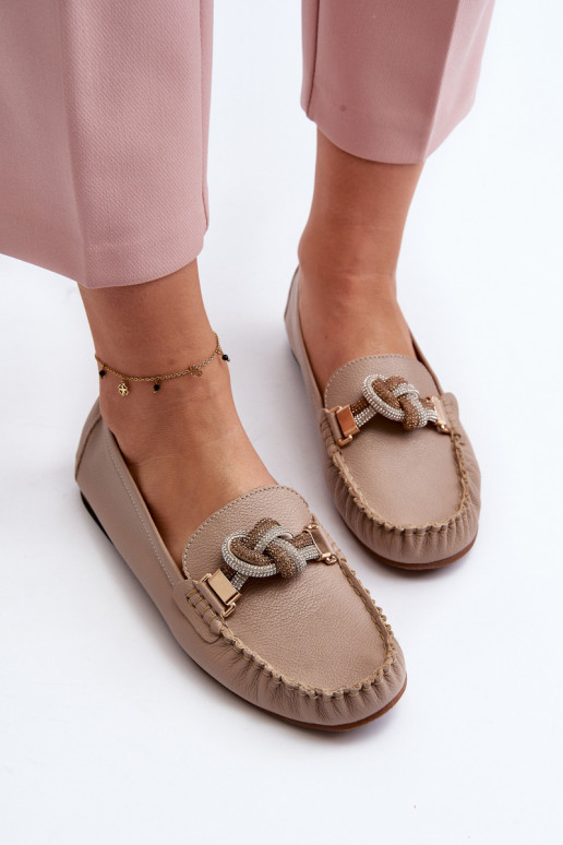 Haut Mokassins für Damen mit Ornamenten Laura Messi 2761 Beige Haut Mokassins für Damen mit Ornamenten Laura Messi 2761 Beige