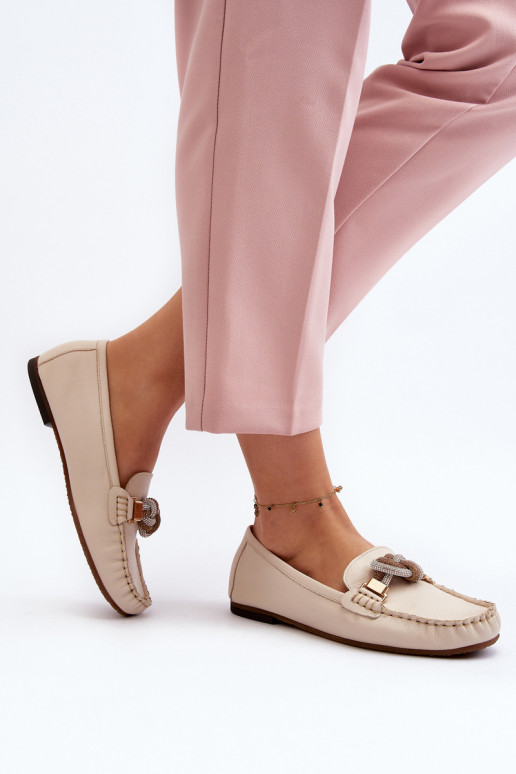 Haut Mokassins für Damen mit Ornamenten Laura Messi 2761 elfenbeinfarbe Haut Mokassins für Damen mit Ornamenten Laura Messi 2761 elfenbeinfarbe