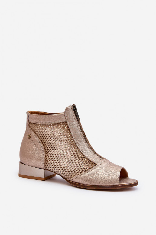 Haut Damenstiefel mit breiten AbsätzenOdkrytymi Palcami Es mussciejka 06413-25 goldene Farbe Haut Damenstiefel mit breiten AbsätzenOdkrytymi Palcami Es mussciejka 06413-25 goldene Farbe