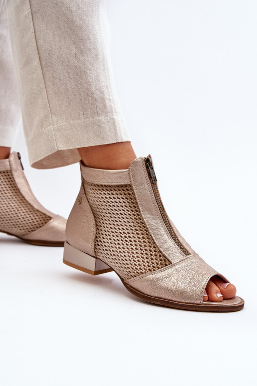 Haut Damenstiefel mit breiten AbsätzenOdkrytymi Palcami Es mussciejka 06413-25 goldene Farbe Haut Damenstiefel mit breiten AbsätzenOdkrytymi Palcami Es mussciejka 06413-25 goldene Farbe