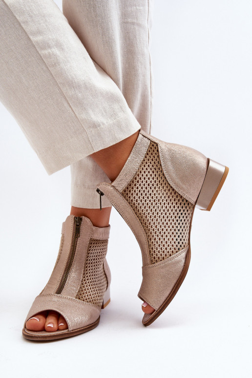 Haut Damenstiefel mit breiten AbsätzenOdkrytymi Palcami Es mussciejka 06413-25 goldene Farbe Haut Damenstiefel mit breiten AbsätzenOdkrytymi Palcami Es mussciejka 06413-25 goldene Farbe