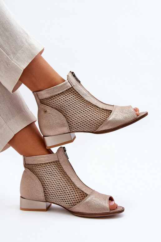 Haut Damenstiefel mit breiten AbsätzenOdkrytymi Palcami Es mussciejka 06413-25 goldene Farbe Haut Damenstiefel mit breiten AbsätzenOdkrytymi Palcami Es mussciejka 06413-25 goldene Farbe