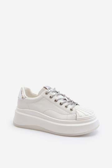 Leder Damen Sneakers mit Plattform GOE NN2N4033 in Weißfarbe 2