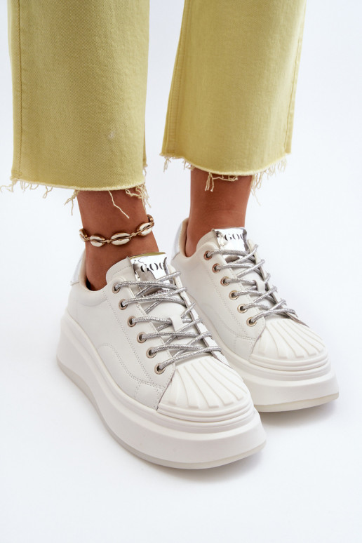 Haut Sneakers Stilvollllschuhe Feminin mit einer Plattform GOE NN2N4033 Zueiße Farbe Haut Sneakers Stilvollllschuhe Feminin mit einer Plattform GOE NN2N4033 Zueiße Farbe