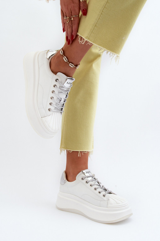 Haut Sneakers Stilvollllschuhe Feminin mit einer Plattform GOE NN2N4033 Zueiße Farbe Haut Sneakers Stilvollllschuhe Feminin mit einer Plattform GOE NN2N4033 Zueiße Farbe