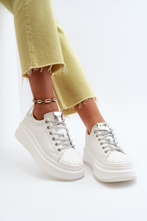 Haut Sneakers Stilvollllschuhe Feminin mit einer Plattform GOE NN2N4033 Zueiße Farbe Haut Sneakers Stilvollllschuhe Feminin mit einer Plattform GOE NN2N4033 Zueiße Farbe