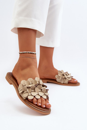 Zazoo 40381 Feminin Lederhausschuhe mit breiten Absätzen Beige 2