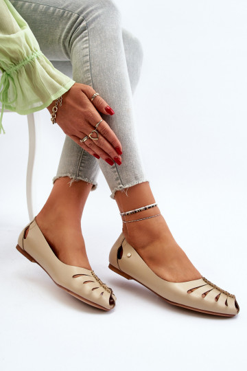 Zazoo 10009 Bequeme Ballerinas aus Ermöglichtturleder Feminin Beige 2