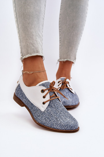 Haut Schuhe Feminin mit breiten Absätzen Es mussciejka 06461-17 blaue Farbe