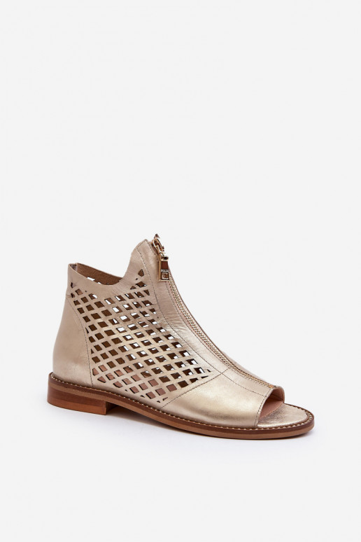 Zazoo 977/L Haut Durchbrochene Sandalen Zum Schloss goldene Farbe Zazoo 977/L Haut Durchbrochene Sandalen Zum Schloss goldene Farbe