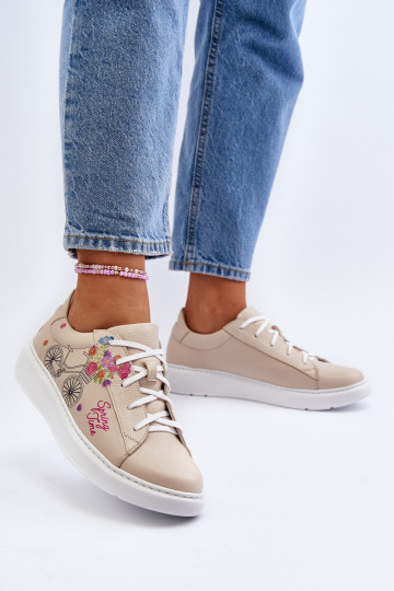 Zazoo 024/TAMARA Feminin Sneakers Stilvollllschuhe Haut Beige