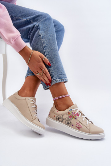 Zazoo 024/TAMARA Feminin Sneakers Stilvollllschuhe Haut Beige 2