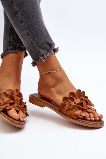 Zazoo 40381 Feminin Lederhausschuhe mit breiten Absätzen braune Farbe 2