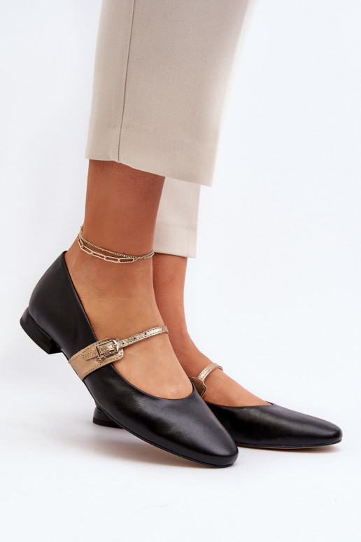 Ballerinas Feminin mit breiten Absätzen Laura Messi 2774 schZuarze Farbe Ballerinas Feminin mit breiten Absätzen Laura Messi 2774 schZuarze Farbe