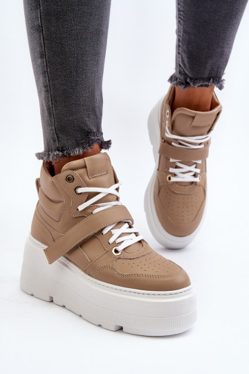Zazoo 3450 Haut Sneakers Stilvollllschuhe Feminin Beige
