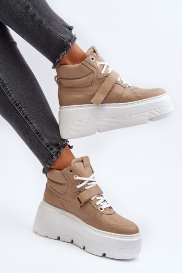 Zazoo 3450 Haut Sneakers Stilvollllschuhe Feminin Beige 2