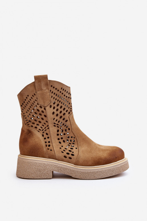 Zazoo 3470 INildlederschuhe Feminin mit breiten Absätzen mit durchbrochenen Elementen Beige Zazoo 3470 INildlederschuhe Feminin mit breiten Absätzen mit durchbrochenen Elementen Beige