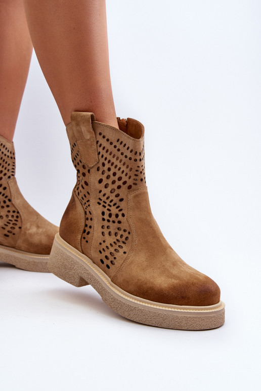 Zazoo 3470 INildlederschuhe Feminin mit breiten Absätzen mit durchbrochenen Elementen Beige Zazoo 3470 INildlederschuhe Feminin mit breiten Absätzen mit durchbrochenen Elementen Beige