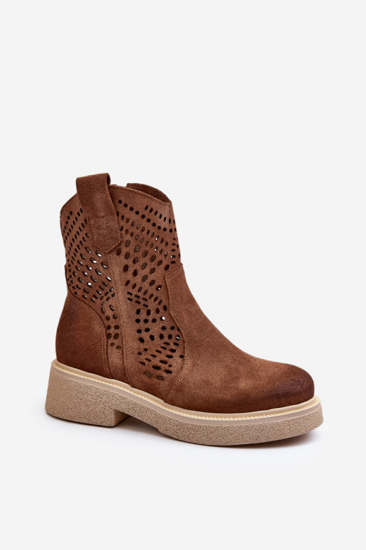 Zazoo 3470 INildlederschuhe Feminin mit breiten Absätzen mit durchbrochenen Elementen braune Farbe Zazoo 3470 INildlederschuhe Feminin mit breiten Absätzen mit durchbrochenen Elementen braune Farbe