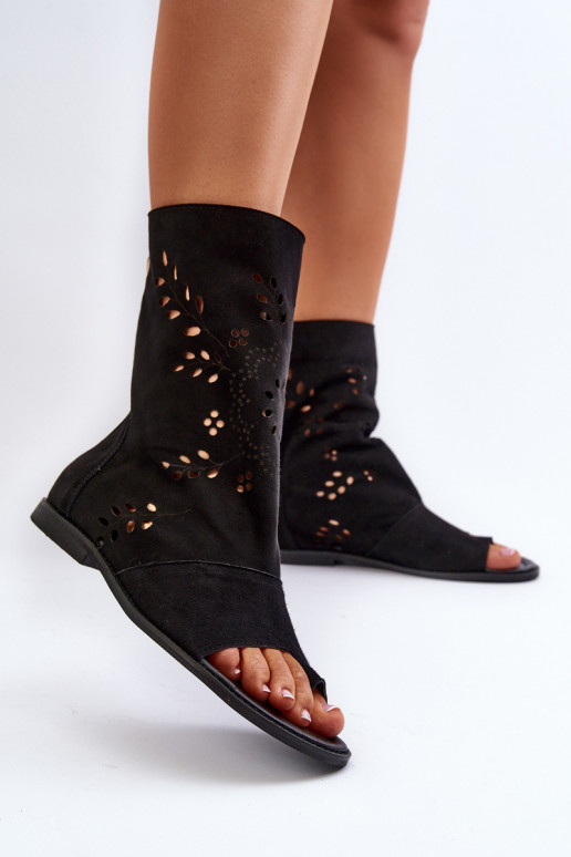 Zazoo 3437 Feminin INildledersandalen mit einem Stiefel Zum Schloss schZuarze Farbe Zazoo 3437 Feminin INildledersandalen mit einem Stiefel Zum Schloss schZuarze Farbe