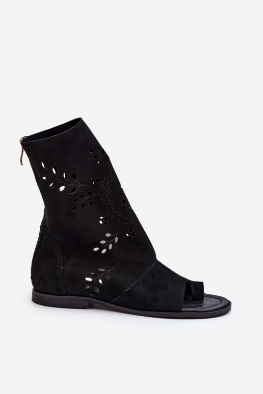 Zazoo 3437 Feminin INildledersandalen mit einem Stiefel Zum Schloss schZuarze Farbe Zazoo 3437 Feminin INildledersandalen mit einem Stiefel Zum Schloss schZuarze Farbe