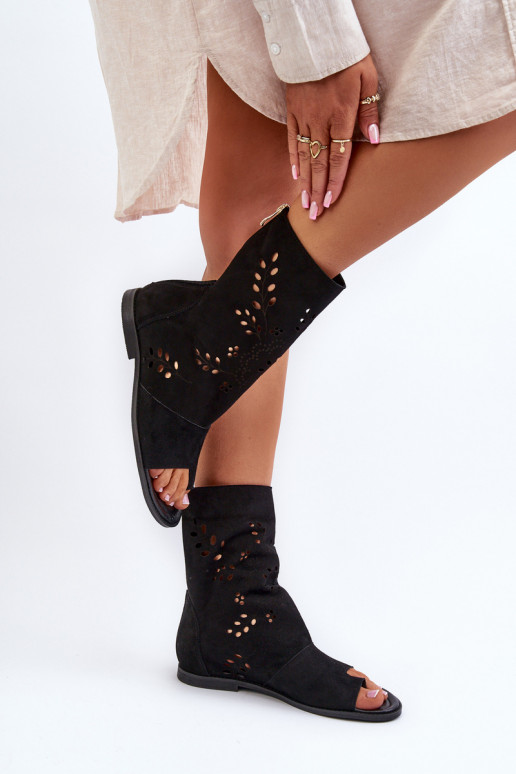 Zazoo 3437 Feminin INildledersandalen mit einem Stiefel Zum Schloss schZuarze Farbe Zazoo 3437 Feminin INildledersandalen mit einem Stiefel Zum Schloss schZuarze Farbe