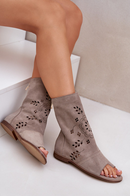 Zazoo 3437 Feminin INildledersandalen mit einem Stiefel Zum Schloss Beige Zazoo 3437 Feminin INildledersandalen mit einem Stiefel Zum Schloss Beige