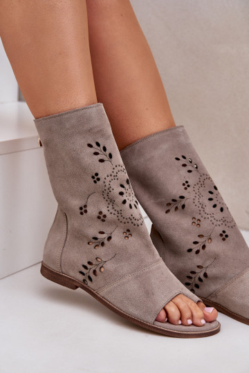 Zazoo 3437 Feminin INildledersandalen mit einem Stiefel Zum Schloss Beige 2