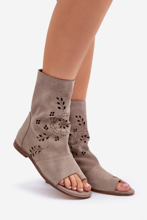 Zazoo 3437 Feminin INildledersandalen mit einem Stiefel Zum Schloss Beige Zazoo 3437 Feminin INildledersandalen mit einem Stiefel Zum Schloss Beige