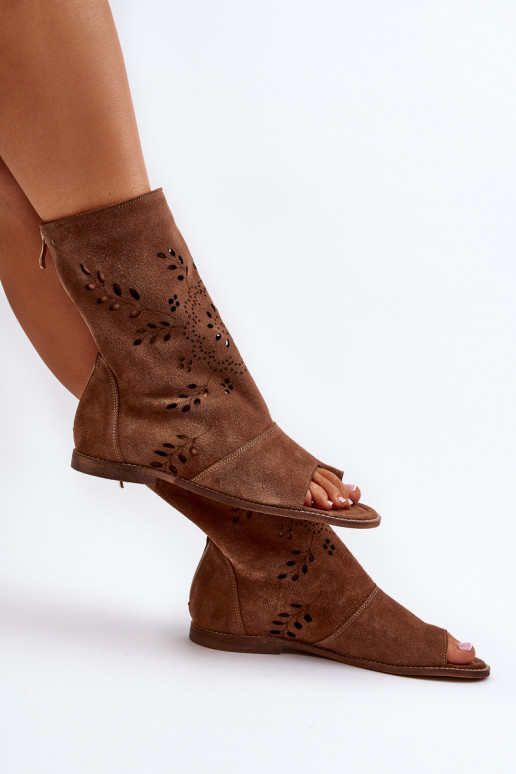 Zazoo 3437 Feminin INildledersandalen mit einem Stiefel Zum Schloss braune Farbe Zazoo 3437 Feminin INildledersandalen mit einem Stiefel Zum Schloss braune Farbe