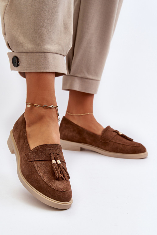 Zazoo 3420 INildledermokassins Feminin mit breiten Absätzen braune Farbe