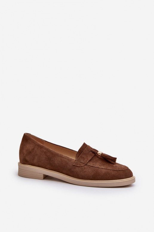 Zazoo 3420 INildledermokassins Feminin mit breiten Absätzen braune Farbe