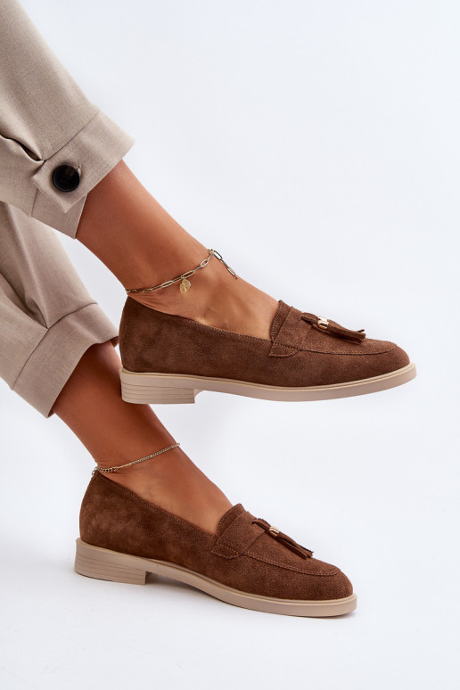 Zazoo 3420 INildledermokassins Feminin mit breiten Absätzen braune Farbe