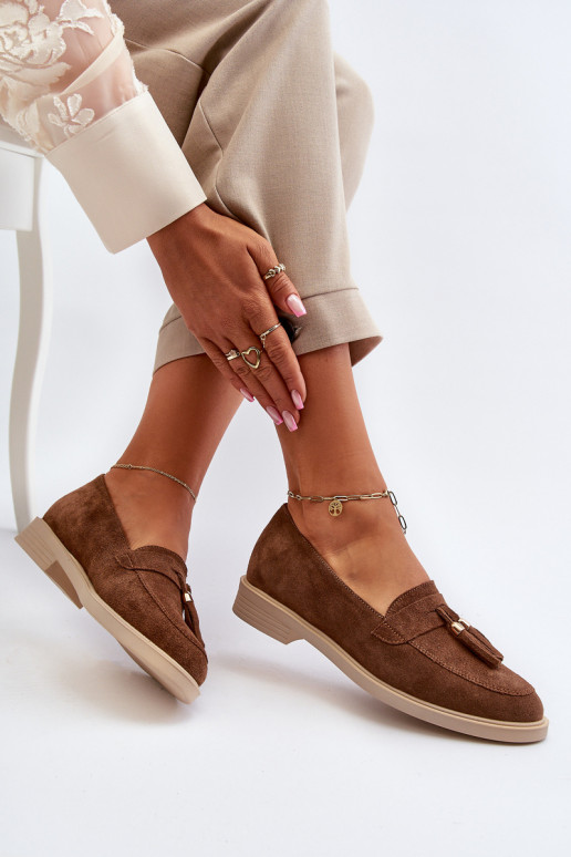 Zazoo 3420 INildledermokassins Feminin mit breiten Absätzen braune Farbe