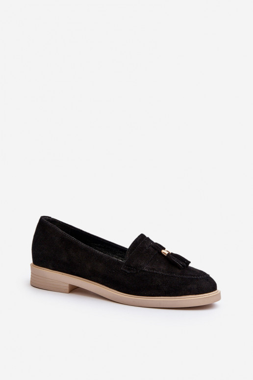 Zazoo 3420 INildledermokassins Feminin mit breiten Absätzen schZuarze Farbe Zazoo 3420 INildledermokassins Feminin mit breiten Absätzen schZuarze Farbe