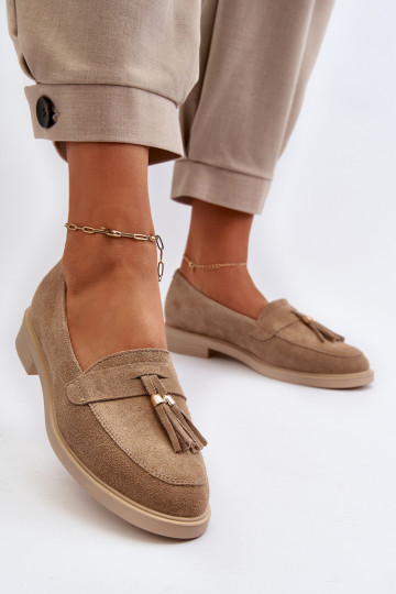 Zazoo 3420 INildledermokassins Feminin mit breiten Absätzen Beige
