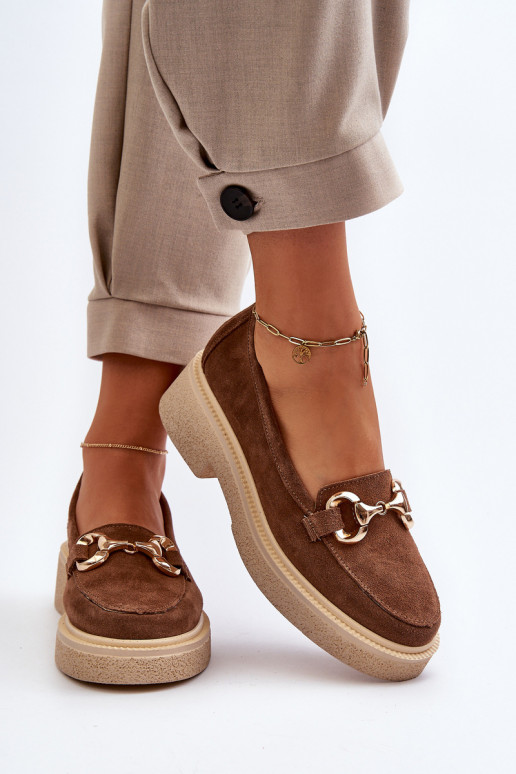 Zazoo 3429 INildledermokassins Feminin mit Ornamenten braune Farbe Zazoo 3429 INildledermokassins Feminin mit Ornamenten braune Farbe